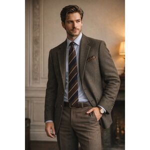 Northwest Blazer Mens 46R Brown Wool Tweed Classic Preppy Academia Suit Jacket